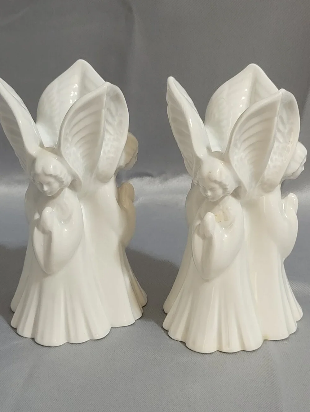 Vintage Pair Fitz and Floyd Praying Angels Candleholders with Candles Box Japan